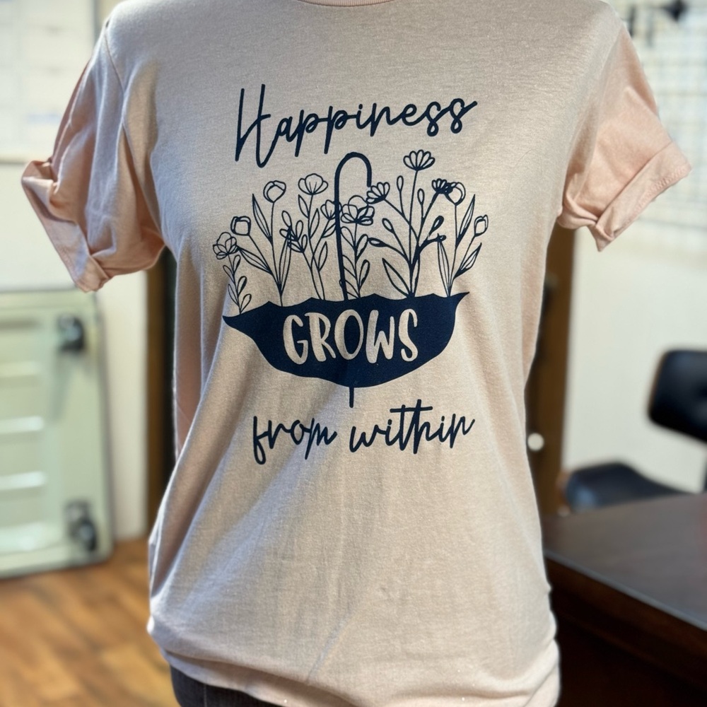 Peach Graphic T-Shirt with Floral Design